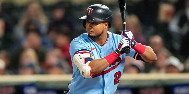 Luis Arraez #2 of the Minnesota Twins bats against the Chicago White Sox on September 27, 2022, at Target Field in Minneapolis, Minnesota.