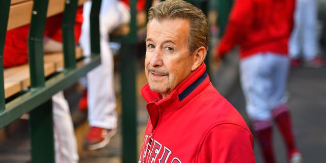 Los Angeles Angels of Anaheim owner Arte Moreno looks on before a preseason MLB game between the Los Angeles Dodgers and the Los Angeles Angels of Anaheim on September 21, 2017 at Angel Stadium of Anaheim in Anaheim, CA.