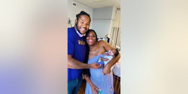 Parents Trollope Omokore and Patrick Allen celebrate their son Amandy Omokore Allen's first birthday.
