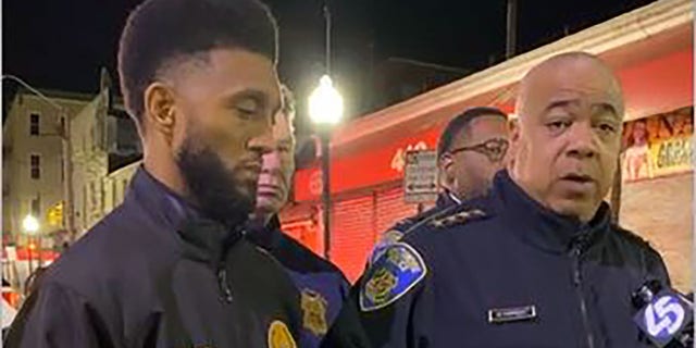 Baltimore Police Comissioner Michael Harrison gives a press conference on Jan. 28, 2023.