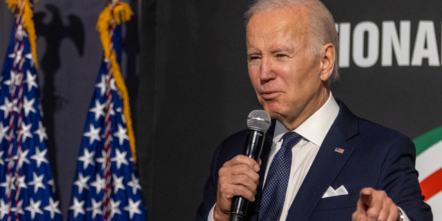 WASHINGTON, DC - JANUARY 16: U.S. President Joe Biden speaks to supporters at the National Action Network's Annual Martin Luther King Day Breakfast on January 16, 2023 in Washington, DC. President Biden delivered the keynote address after being introduced by Reverend Al Sharpton. (Photo by Tasos Katopodis/Getty Images)