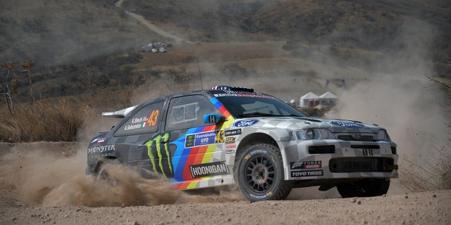 Block competed in the 2020 World Rally Championship event in Mexico in a modified vintage Ford Escort.