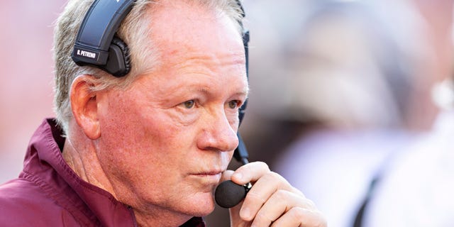 Head coach Bobby Petrino of the Missouri State Bears on the sidelines during a game against the Arkansas Razorbacks at Donald W. Reynolds Razorback Stadium Sept. 17, 2022 in Fayetteville, Ark.  
