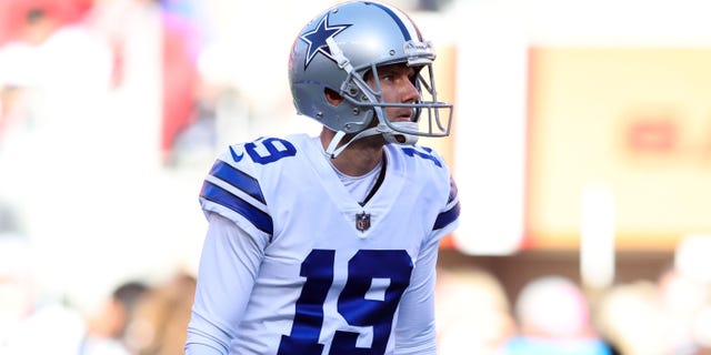 Brett Maher of the Dallas Cowboys warms up before a game against the San Francisco 49ers in the NFC Divisional Playoff game at Levi's Stadium on January 22, 2023 in Santa Clara, California.