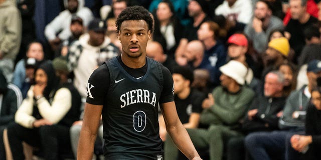 Bronny James during the Sierra Canyon vs. Christ The King boys basketball game at Sierra Canyon High School Dec. 12, 2022, in Chatsworth, Calif. 