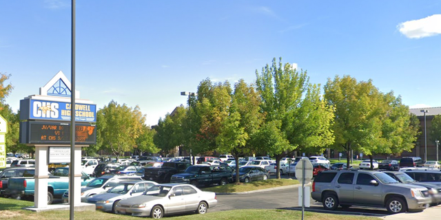 Caldwell High School entrance in Idaho.