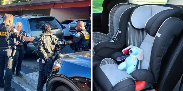Oceanside Police Department (OPD) officers arrest the suspect later identified as Juan Mendieta, 30, of Oceanside, California, who stole a vehicle with two children inside, an OPD spokesperson told Fox News Digital.