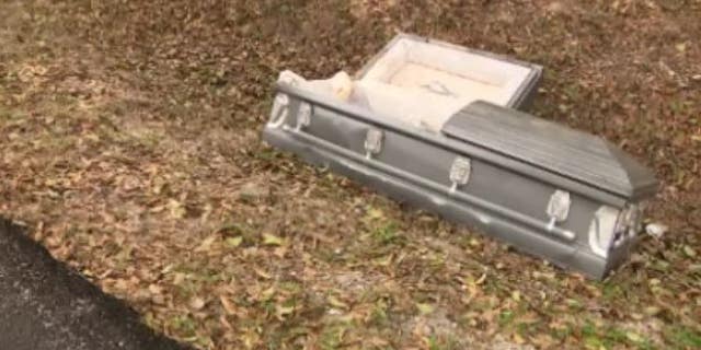 Residents in northeast Houston discovered an empty, partially open casket in a ditch on Sunday.