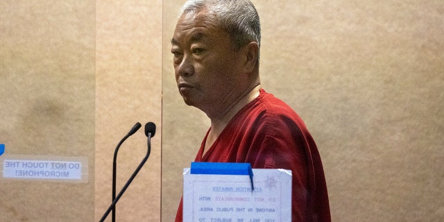 Chunli Zhao appears for his arraignment at San Mateo Superior Court in Redwood City, Calif., on Wednesday.