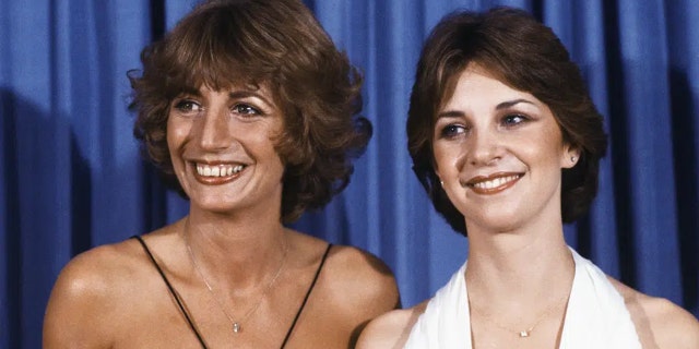 Penny Marshall, left, and Cindy Williams from the comedy series "Laverne and Shirley" appear at the Emmy Awards in Los Angeles on Sept. 9, 1979.