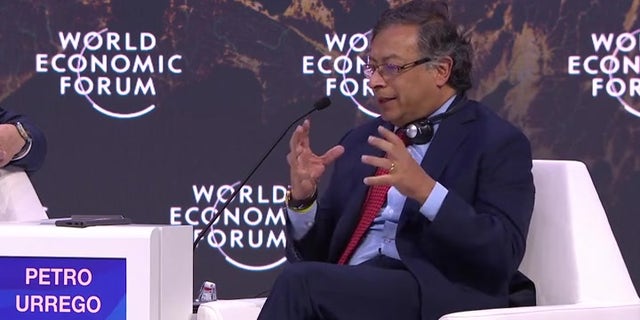 Colombian President Gustavo Francisco Petro Urrego speaking at the World Economic Forum