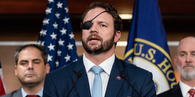 Rep. Dan Crenshaw, a Republican from Texas, speaks during a news conference at the U.S. Capitol on Jan. 4, 2023.