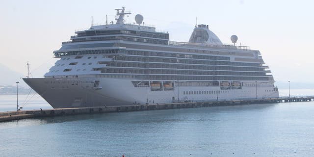 The Seven Seas Explorer anchors in Alanya, Turkey, on Sept. 4, 2022.