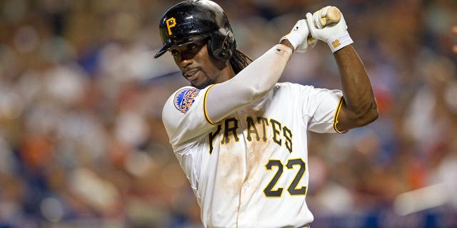 National League All-Star Andrew McCutchen van de Pittsburgh Pirates slaat tijdens de 84e MLB All-Star Game op 16 juli 2013 op Citi Field in de wijk Flushing in de wijk Queens in New York City.
