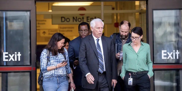 San Mateo County District Attorney Steve Wagstaff leaves the San Mateo Hall of Justice after indicting Chunli Zhao in Redwood City, California on Wednesday, January 25, 2023.