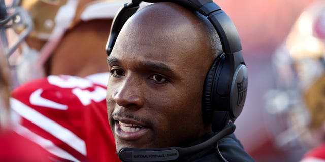 San Francisco 49ers defensive coordinator DeMeco Ryans during the first half against the Dallas Cowboys in an NFC divisional playoff game at Levi's Stadium on January 22, 2023 in Santa Clara, California.