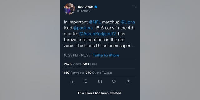 Dick Vitale's deleted tweet