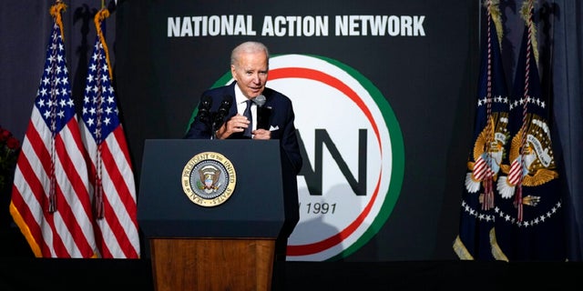 President Joe Biden speaks at the National Action Network's Martin Luther King, Jr., Day breakfast.