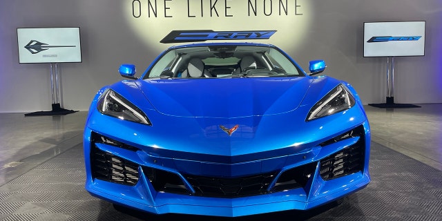The Chevrolet Corvette E-Ray is the first hybrid version of the sports car.