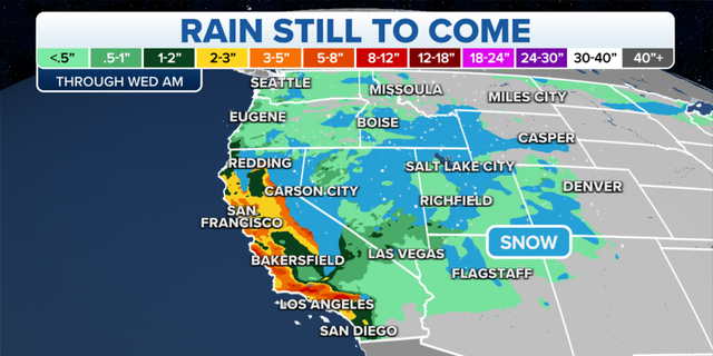Expected rainfall totals in California and the western U.S. this week.