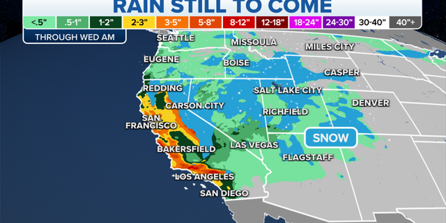 Expected rainfall totals in California and the western U.S. this week.