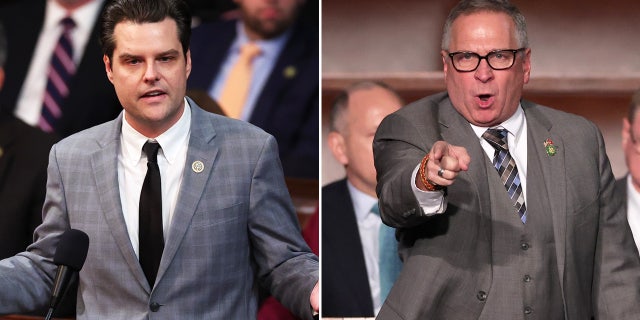 GOP House Reps.-elect Matt Gaetz of Florida, left, and Mike Bost of Illinois.