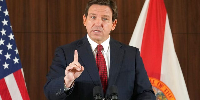 Florida Republican Gov. Ron DeSantis speaks at a press conference on January 26, 2023 in Miami.