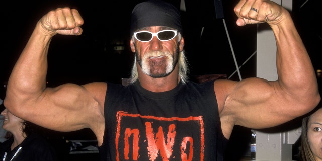 Hulk Hogan in a NWO Wolfpac jersey.