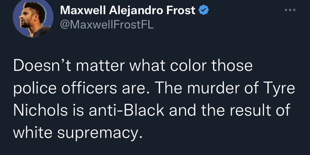 Rep. Frost's tweet about the death of Tyre Nichols.