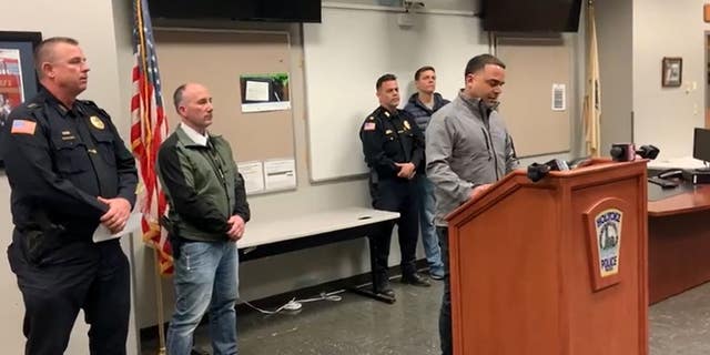 Holyoke Mayor Joshua Garcia speaks during a press conference following a fatal shooting at the Holyoke Mall.