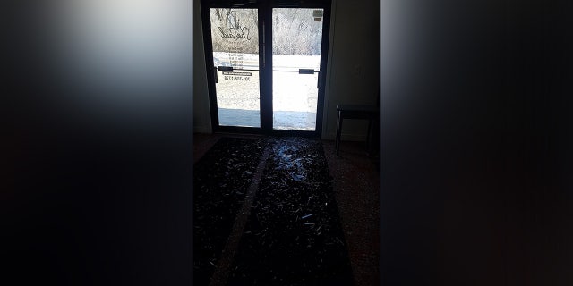 The invasive doe left a trail of shattered glass shards after it barged through the local Minnesota business.