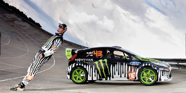 Ken Block drove on the 51-degree banking of the Autodrome de Linas-Montlhéry in France for "Gymkhana Three."