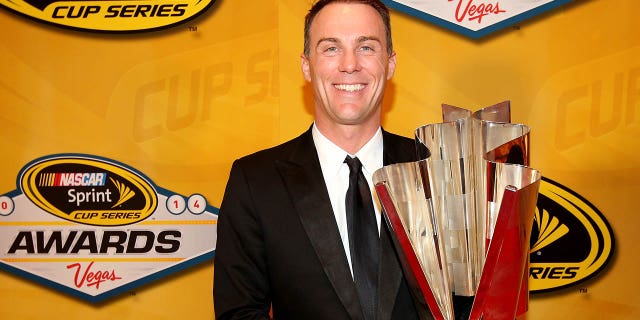 NASCAR Sprint Cup Champion Kevin Harvick poses for a portrait during the 2014 NASCAR Sprint Cup Series Awards at Wynn Las Vegas on December 5, 2014, in Las Vegas.