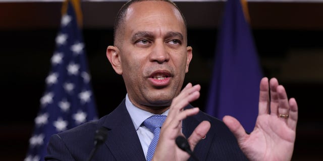  House Minority Leader Rep. Hakeem Jeffries speaks during a press conference at the U.S. Capitol on January 26, 2023, in Washington, DC.