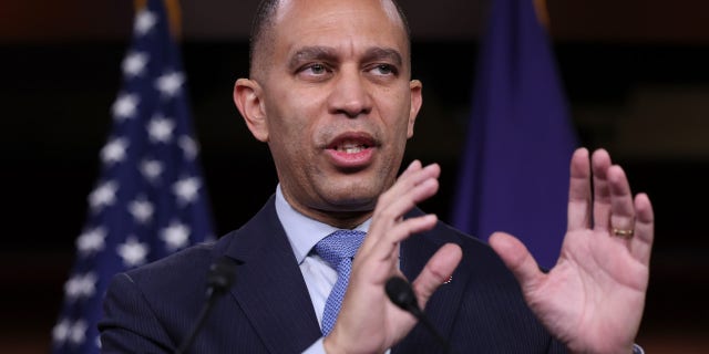  House Minority Leader Rep. Hakeem Jeffries speaks during a press conference at the U.S. Capitol on January 26, 2023, in Washington, DC.