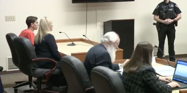 Bryan Kohberger, far left appears in court on January 12, 2023. He is seated next to defense attorney Anne Taylor. Prosecutor Bill Thompson can be seen in the middle.