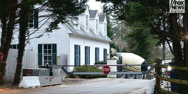 General view of the gate to the access road leading to the home of President Joe Biden in Wilmington, DE on Thursday, January 12. 2023. 