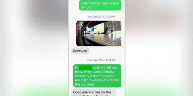 Text messages between the victim and Building Management 