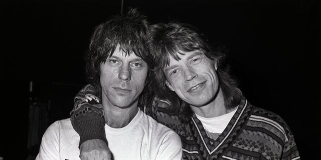 Jeff Beck, left, with Mick Jagger in 1986.