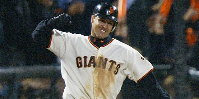 San Francisco Giant Jeff Kent pumps his fist after hitting a two-run home run against the Anaheim Angels in the sixth inning in Game Five of the World Series on October 24, 2002 in San Francisco.