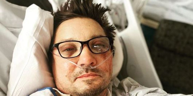 Jeremy Renner shared a selfie from his hospital bed.
