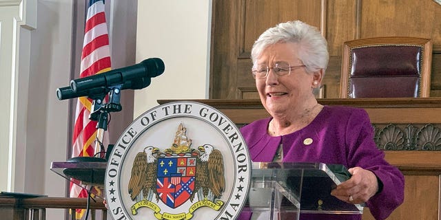 Alabama Gov. Kay Ivey speaks at a press conference at the state Capitol in Montgomery, on Aug. 27, 2020. 