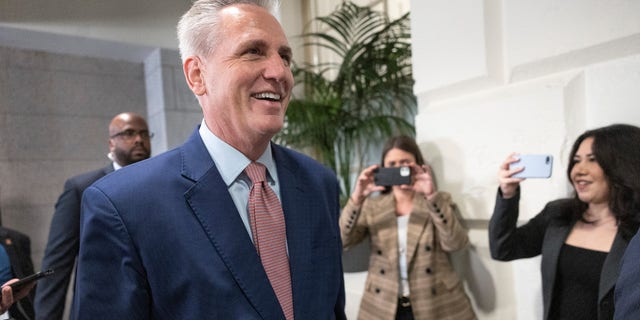 U.S. House Minority Leader Kevin McCarthy (R-CA) walks to a meeting with House Republicans at the U.S. Capitol Building on Jan. 3, 2023, in Washington, D.C. 