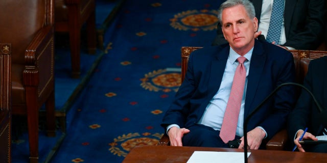 Kevin McCarthy sat in the House Chamber during the third round of votes for House speaker on the opening day of the 118th Congress on Tuesday, Jan. 3, 2023.