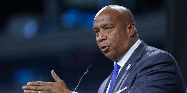 Big Ten Commissioner Kevin Warren speaks during the 2022 Big Ten Conference Media Days at Lucas Oil Stadium July 26, 2022, in Indianapolis.