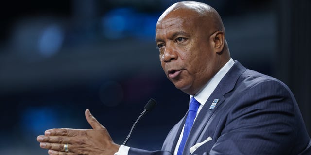 Big Ten Commissioner Kevin Warren speaks during the 2022 Big Ten Conference Media Days at Lucas Oil Stadium July 26, 2022, in Indianapolis.