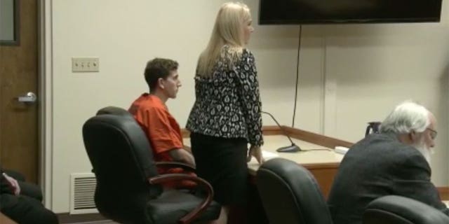 Brian Kohberger in a Latah County Court for his Jan. 5, 2023, initial appearance. Next to him is his public defender, Anne Taylor. Latah County Prosecutor Bill Thompson is seated.