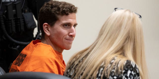 Bryan Kohberger, left, who is accused of killing four University of Idaho students in November 2022, looks at his attorney, public defender Anne Taylor during a hearing in Latah County District Court Jan. 5, 2023, in Moscow, Idaho. 