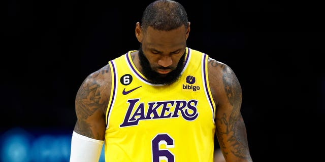 LeBron James #6 of the Los Angeles Lakers in the second half at Crypto.com Arena on January 24, 2023 in Los Angeles.