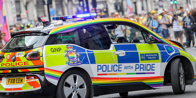Apolice car during Pride in London 2019 on July 06, 2019 in London, England.
